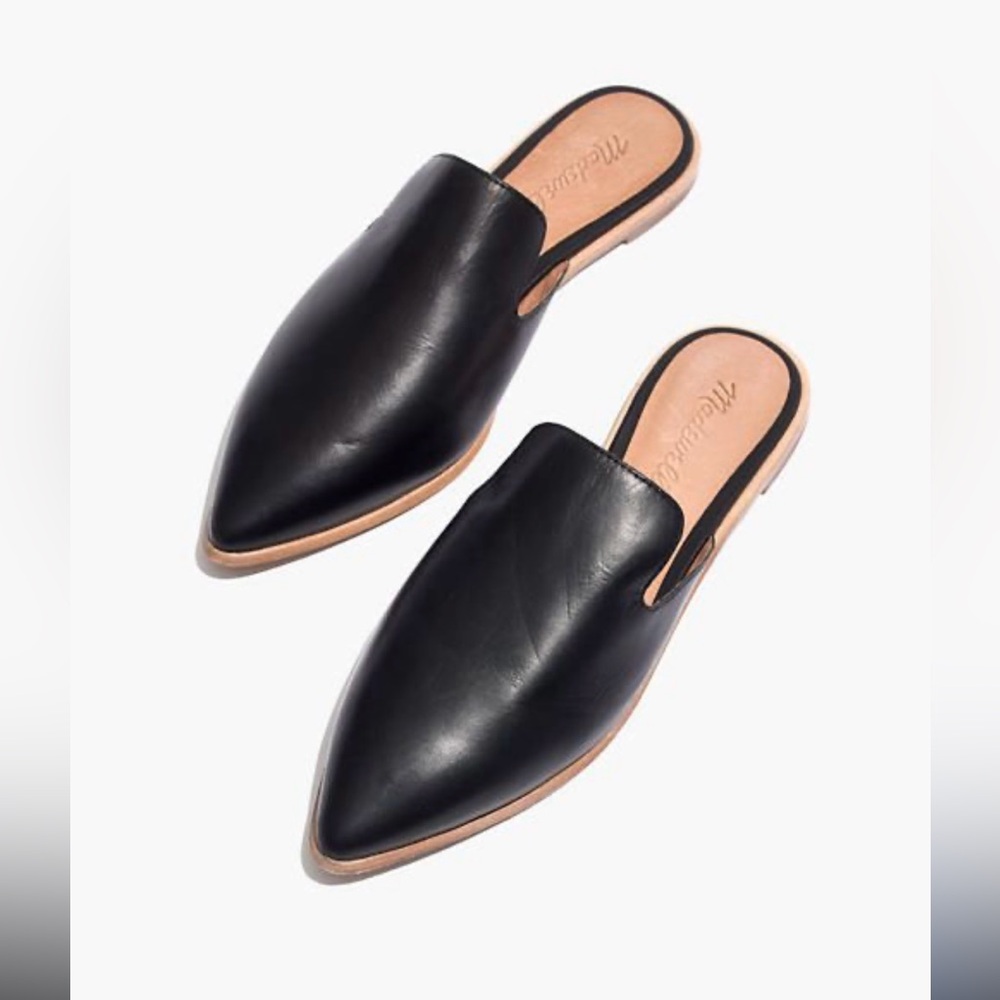 Madewell Gemma Mules in Black Leather Size 6